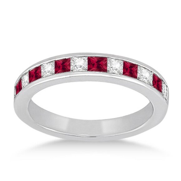 Attractive 925 Silver Plated Red Cubic Zirconia Couple Ring, FB16FA1083 - Picture 1 of 2